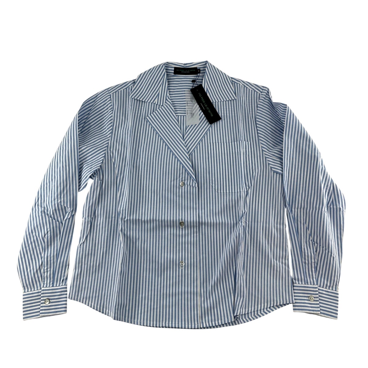 No Pise La Grama Women's Blue And White Stripes Daniela Shirt Size M — image 6 of 8